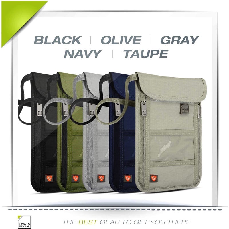 Lewis N. Clark Men's RFID Blocking Stash Wallet, Travel Neck Pouch Passport Holder for Women & Men, Olive, One Size - Image 4